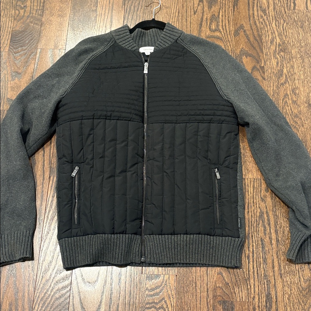 Calvin Klein Men's Zip-Up Sweater Jacket in Black and Gray Size Medium